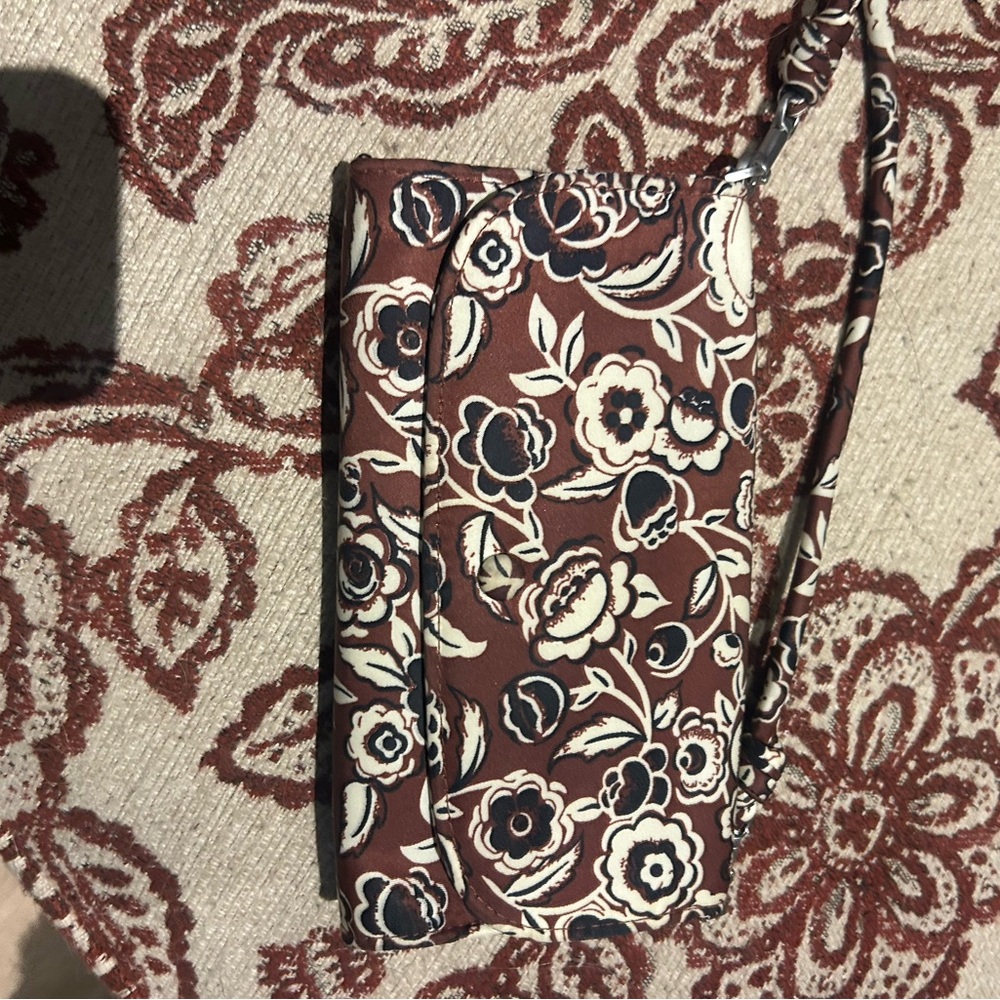 Floral Brown Wristlet Clutch